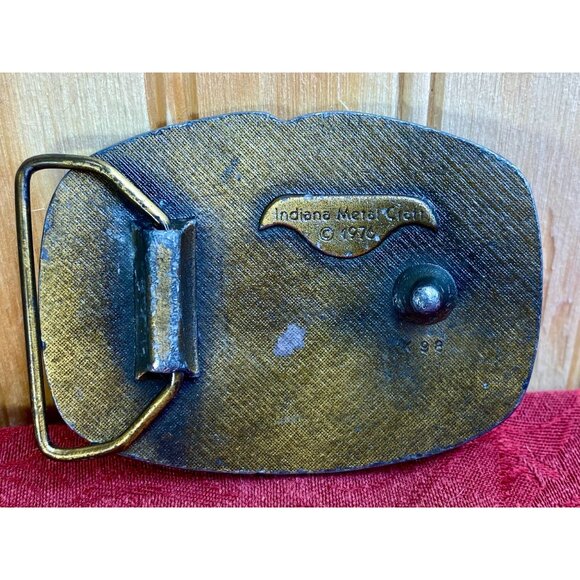 Vtg 1976 Country Music Belt Buckle Guitar Banjo Music Notes Indiana Metal Craft - Picture 2 of 8